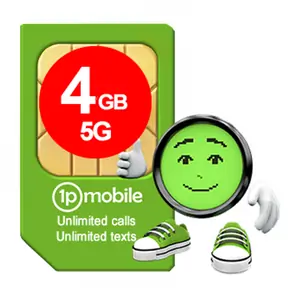1pMobile Prepay 4GB data a month with unlimited UK calls + texts SIM